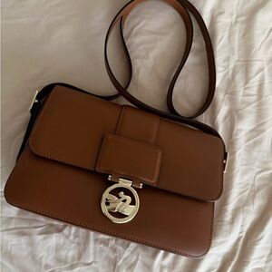 Authentic Longchamp Box Trot Brown Crossbody Leather Bag